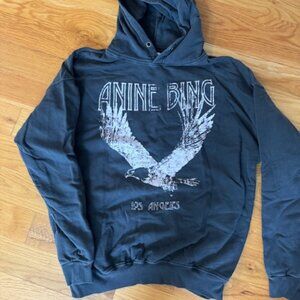 Anine Bing Rowe Eagle Hoodie in Washed Black